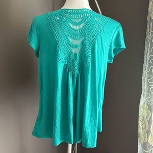 Max women cap sleeves crochet back bikini coverup top shrug